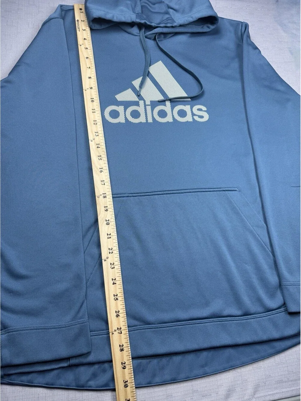 Adidas AEROREADY Mens XL Blue Hooded Sweatshirt Pullover Logo Activewear